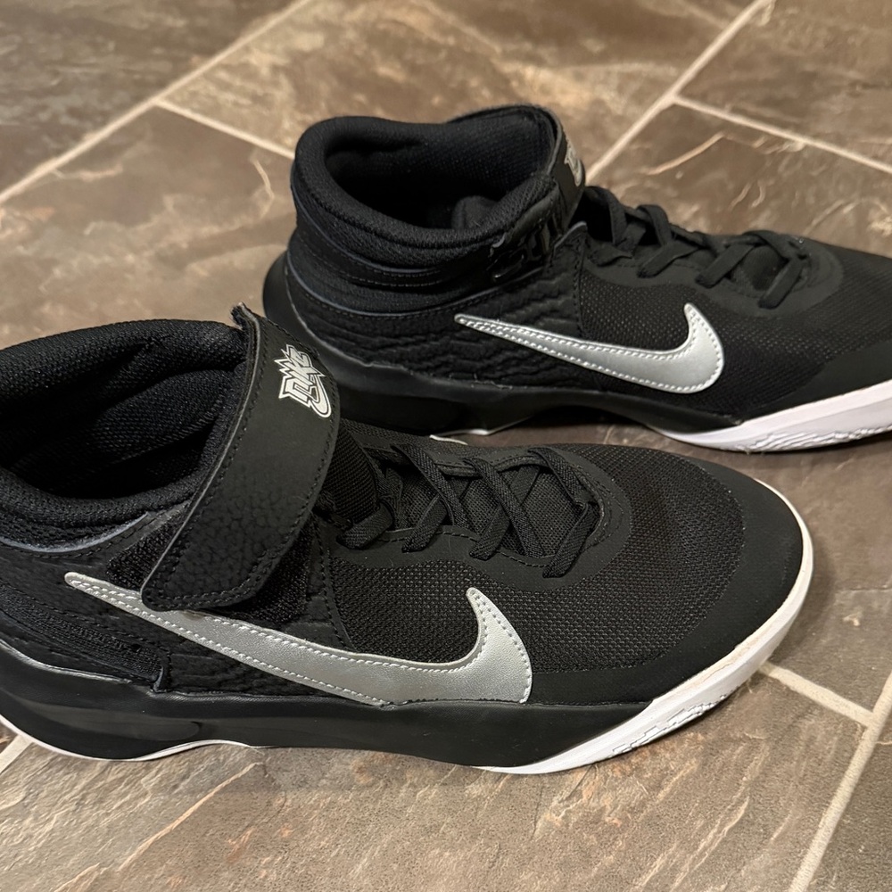Nike Black and Silver Mid-Top Sneakers
